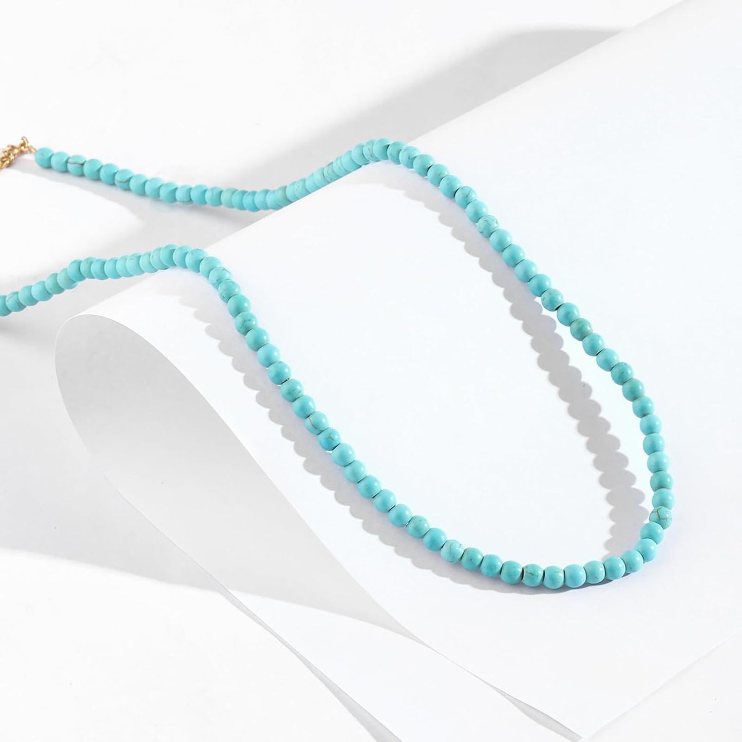 Turquoise Beaded Necklace for Women Dainty 4Mm Handmade Turquoise Choker Necklac