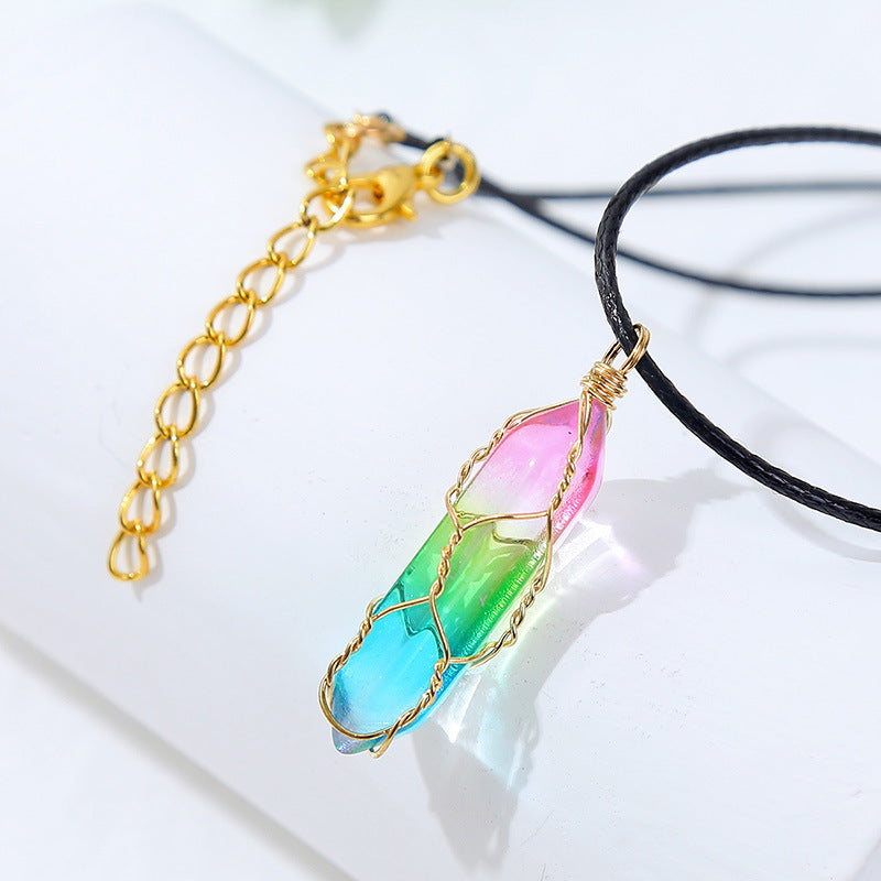 Women'S Transparent Geometric Diamond Crystal Necklace