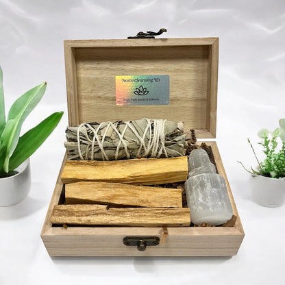Home Cleansing Kit with Sage, Palo Santo, Selenite, House Warming Gift Kit, Protection & Cleansing, Reiki, Meditation, Energy Cleansing,