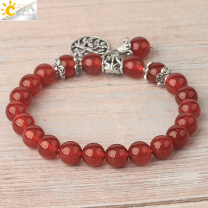 CSJA Natural Stone Bracelet Amethysts Crystal Bracelets Gem Beaded Tree of Life Protection Bracelet Healing Energy Woman G422