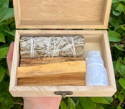 Home Cleansing Kit with Sage, Palo Santo, Selenite, House Warming Gift Kit, Protection & Cleansing, Reiki, Meditation, Energy Cleansing,