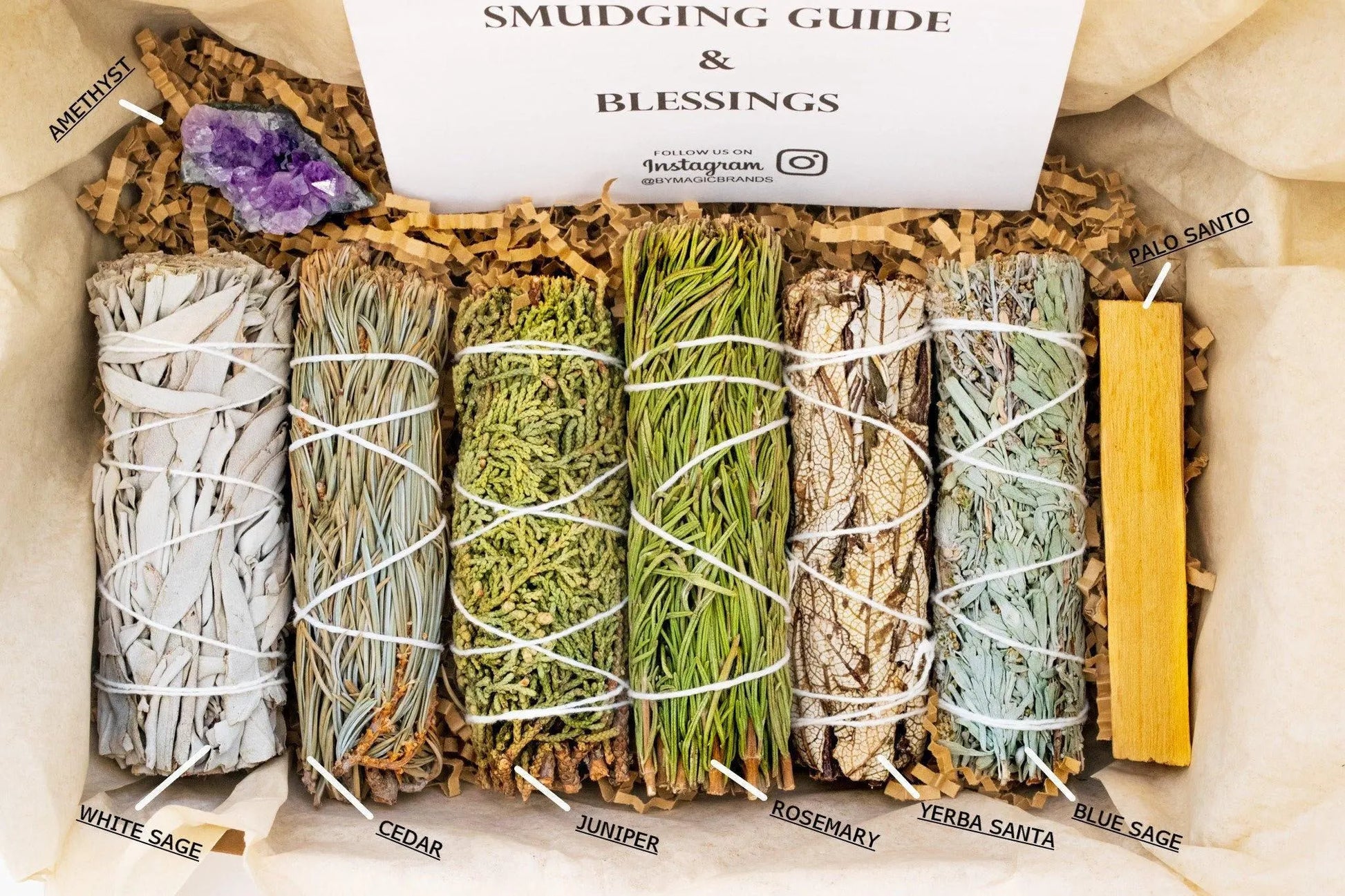 Sage Smudge Kit, Amethyst, Palo Santo, Healing Herbs