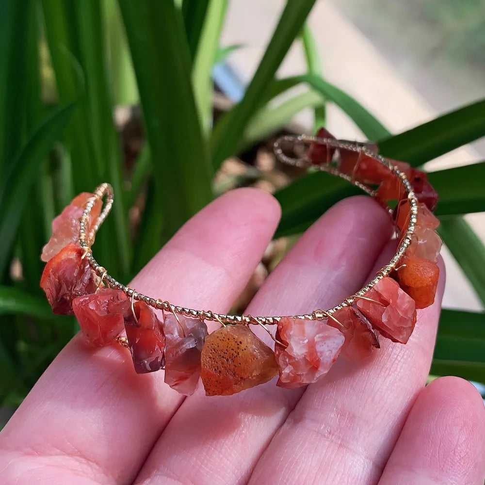 Healing Rock Mineral Stone Open Cuff Bangle Wire Wrapped Crystal Bracelets Natural Amethysts Citrines Kyanites Quartz Bracelet