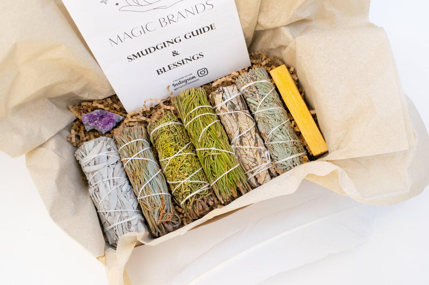 Sage Smudge Kit, Amethyst, Palo Santo, Healing Herbs