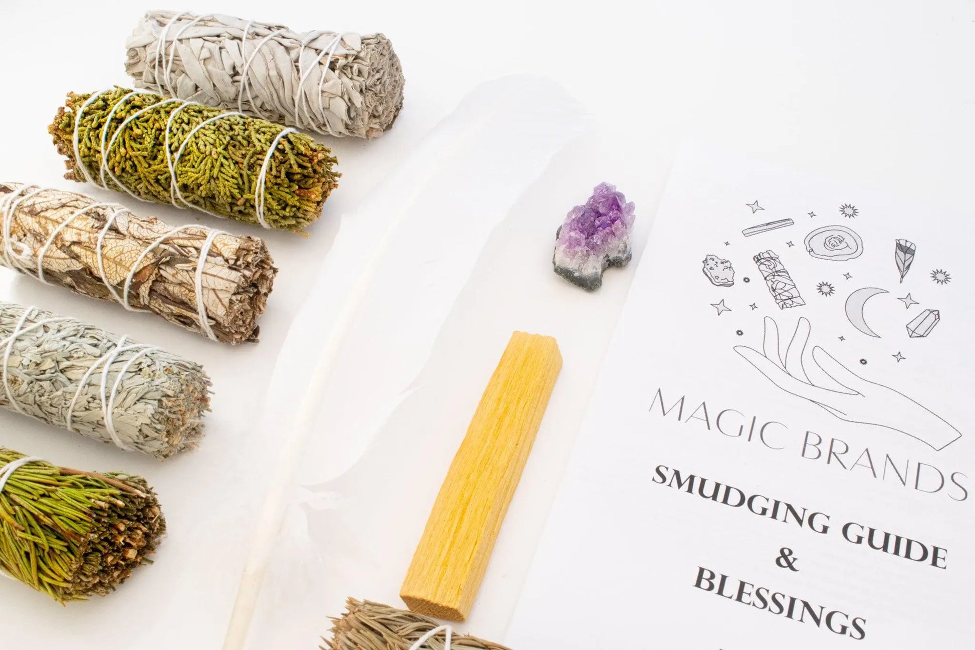 Sage Smudge Kit, Amethyst, Palo Santo, Healing Herbs