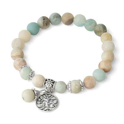 CSJA Natural Stone Bracelet Amethysts Crystal Bracelets Gem Beaded Tree of Life Protection Bracelet Healing Energy Woman G422