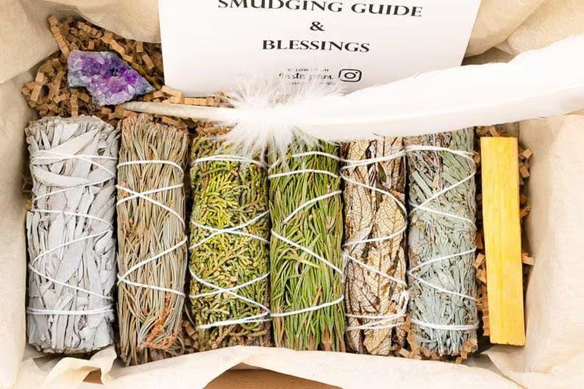 Sage Smudge Kit, Amethyst, Palo Santo, Healing Herbs