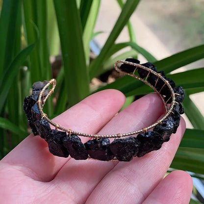 Healing Rock Mineral Stone Open Cuff Bangle Wire Wrapped Crystal Bracelets Natural Amethysts Citrines Kyanites Quartz Bracelet