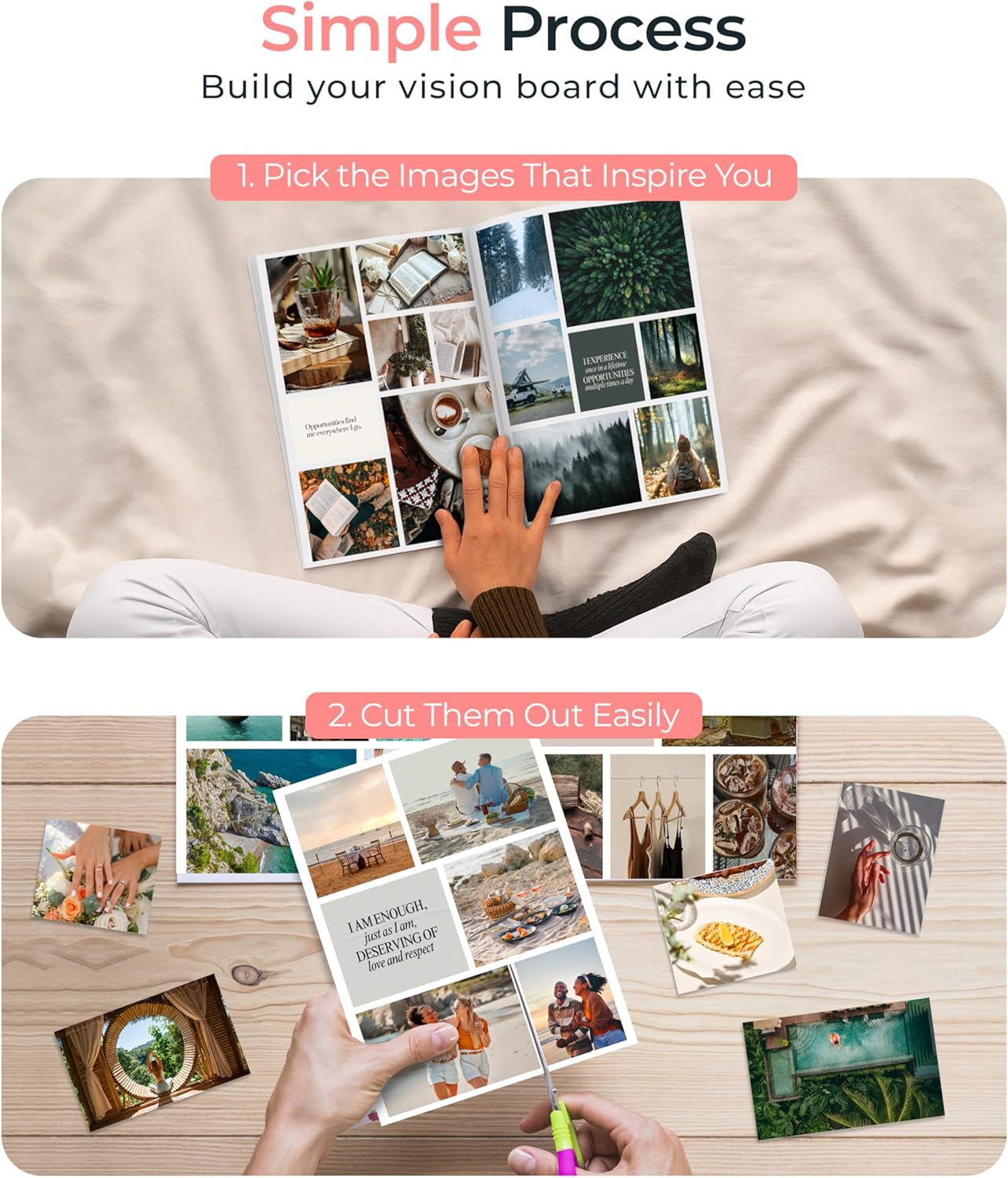 Vision Board Book Magazines with 1000+ Images – Scrapbook Supplies, Crafts for Adults, Clip Board, Junk Journal Supplies, Journaling Supplies, Board Books, Scrapbooking Supplies, Art Kit