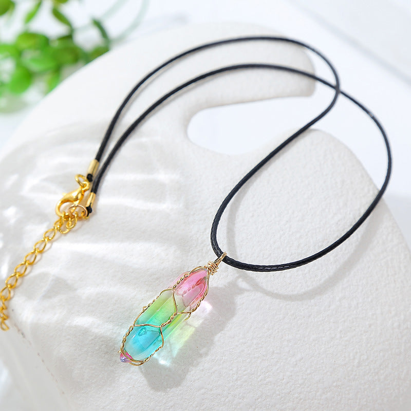 Women'S Transparent Geometric Diamond Crystal Necklace