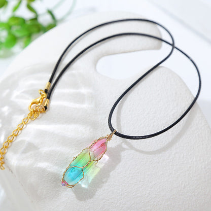 Women'S Transparent Geometric Diamond Crystal Necklace