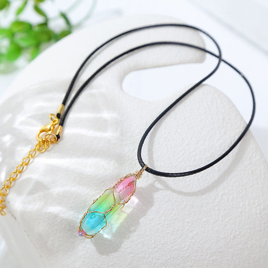 Women'S Transparent Geometric Diamond Crystal Necklace