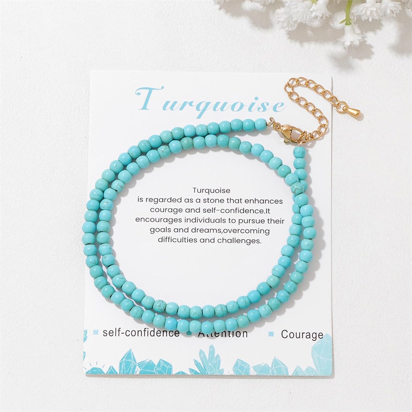 Turquoise Beaded Necklace for Women Dainty 4Mm Handmade Turquoise Choker Necklac