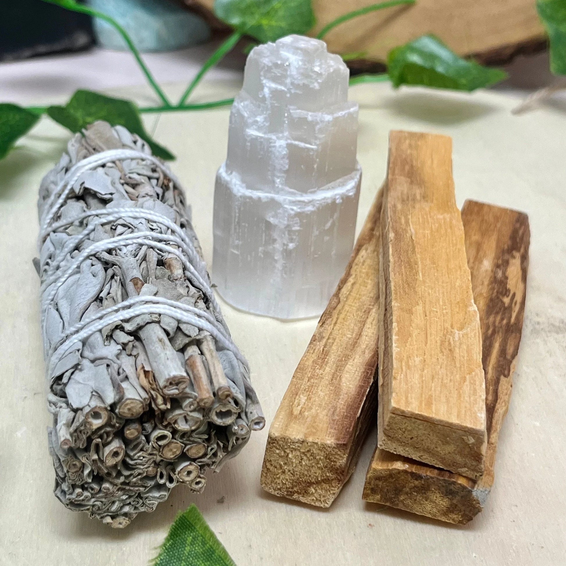 Home Cleansing Kit with Sage, Palo Santo, Selenite, House Warming Gift Kit, Protection & Cleansing, Reiki, Meditation, Energy Cleansing,