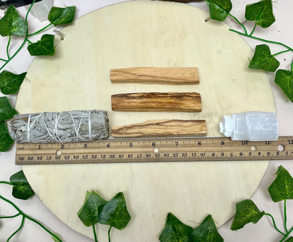 Home Cleansing Kit with Sage, Palo Santo, Selenite, House Warming Gift Kit, Protection & Cleansing, Reiki, Meditation, Energy Cleansing,