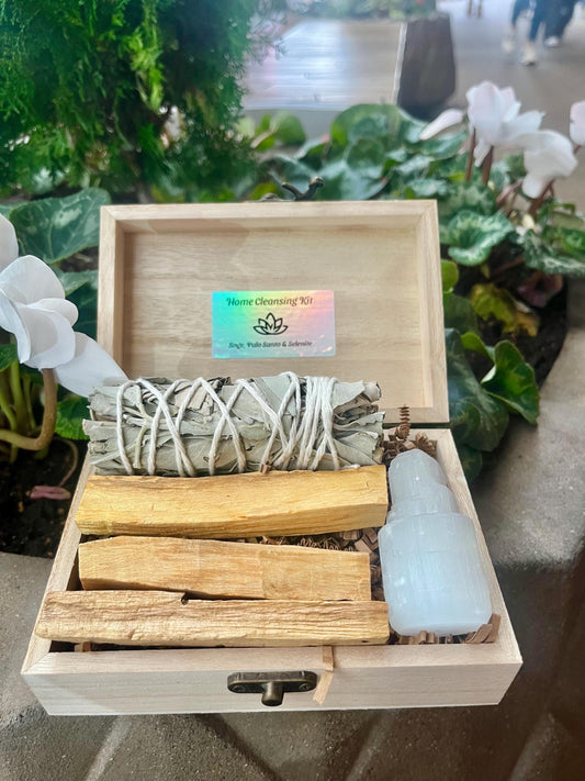 Home Cleansing Kit with Sage, Palo Santo, Selenite, House Warming Gift Kit, Protection & Cleansing, Reiki, Meditation, Energy Cleansing,