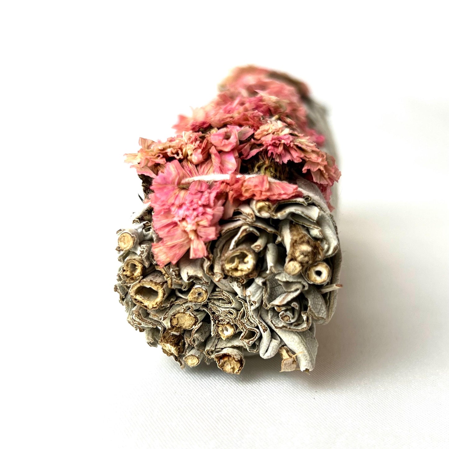 Pink Sinuata Flower White Sage Smudge Stick: Ethically Sourced Cleansing Bundle