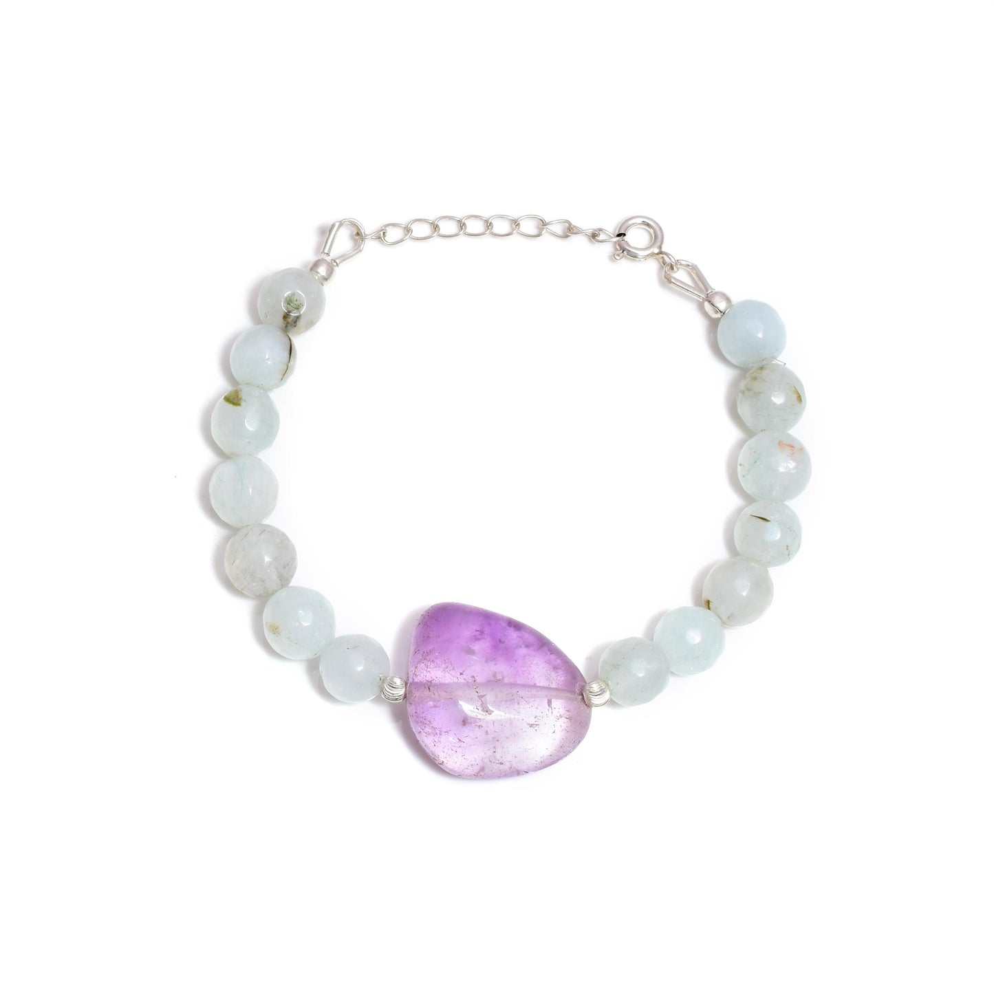 Rutile Quartz Beaded Necklace with Raw Amethyst | Healing Crystal Beaded Choker | Boho Spiritual Jewelry | Handmade Bracelet | Birthday Gift