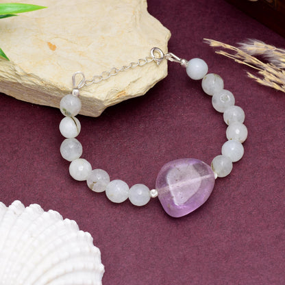 Rutile Quartz Beaded Necklace with Raw Amethyst | Healing Crystal Beaded Choker | Boho Spiritual Jewelry | Handmade Bracelet | Birthday Gift